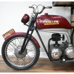 Industrial Novelty Mancave Half Motorbike Black Metal And Solid Wood Bar Drinks Display Cabinet 191cm