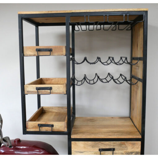 Industrial Novelty Mancave Half Motorbike Black Metal And Solid Wood Bar Drinks Display Cabinet 191cm Industrial Novelty Mancave Half Motorbike Black Metal And Solid Wood Bar Drinks Display Cabinet 191cm