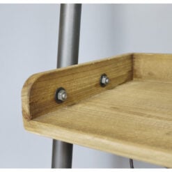 Industrial Solid Light Wood And Silver Metal 2 Drawer 2 Shelf Wall Mounted Ladder Style Desk