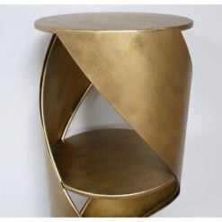 Industrial Unique Swirl Twist Design Antique Gold Metal 4 Tier Shelving Display Unit Bookcase 143cm