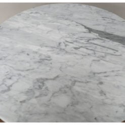 Rustic Boho Solid Dark Sustainable Rubber Wood And White Marble Round Coffee Table 60cm