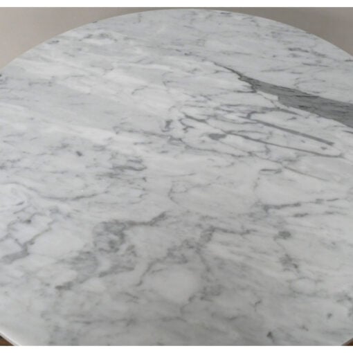 Rustic Boho Solid Dark Sustainable Rubber Wood And White Marble Round Coffee Table 60cm
