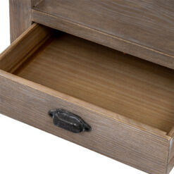 Rustic Country Farmhouse 1 Drawer 2 Tier Solid Light Wood Square Bedside Cabinet Side Table