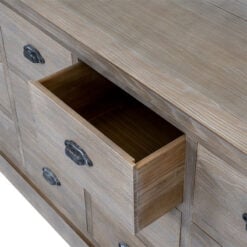 Rustic Country Farmhouse 12 Drawer Solid Light Wood Large Apothecary Chest Of Drawer Sideboard 170cm