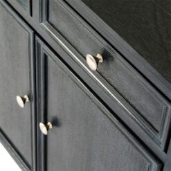 Rustic Country Farmhouse 2 Door 2 Drawer Solid Black Wood Small Sideboard Cabinet 80cm