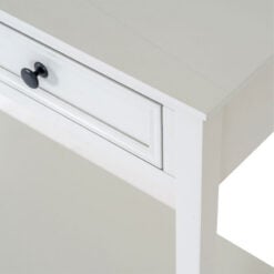 Rustic Country Farmhouse 2 Drawer 2 Tier Solid White Wood Slim Console Table 90cm