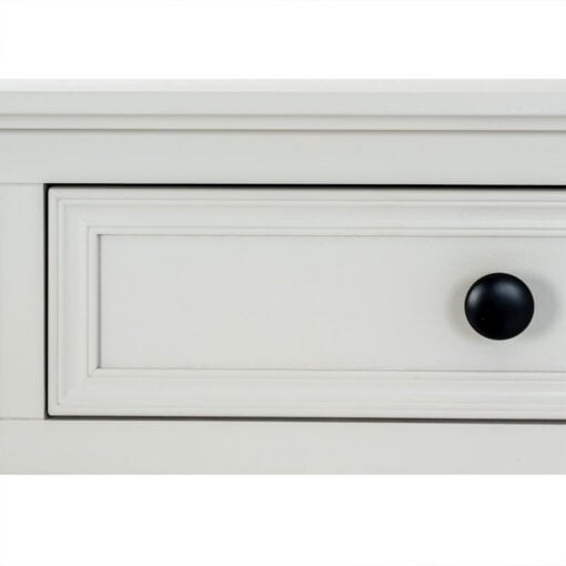 Rustic Country Farmhouse 2 Drawer 2 Tier Solid White Wood Slim Console Table 90cm