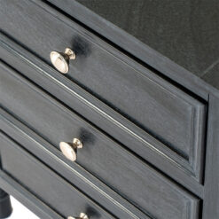 Rustic Country Farmhouse 3 Drawer Solid Black Wood Side Table Bedside Cabinet
