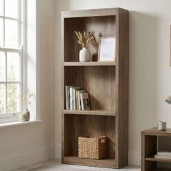 Rustic Country Farmhouse 3 Tier LED Light Up Large Solid Light Wood Shelving Display Unit Bookcase Shop Display Unit 220cm