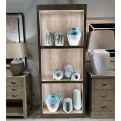 Rustic Country Farmhouse 3 Tier LED Light Up Large Solid Light Wood Shelving Display Unit Bookcase Shop Display Unit 220cm