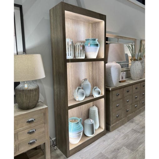 Rustic Country Farmhouse 3 Tier LED Light Up Large Solid Light Wood Shelving Display Unit Bookcase Shop Display Unit 220cm Rustic Country Farmhouse 3 Tier LED Light Up Large Solid Light Wood Shelving Display Unit Bookcase Shop Display Unit 220cm