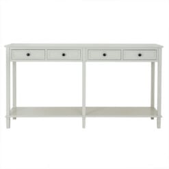 Rustic Country Farmhouse 4 Drawer 2 Tier Solid White Wood Large Console Table 160cm
