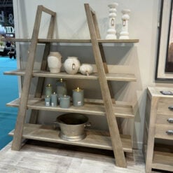 Rustic Country Farmhouse 4 Tier Solid Light Wood Apex Peaked Ladder Large Shelving Display Unit Bookcase 180cm