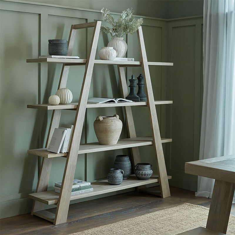 Rustic Country Farmhouse 4 Tier Solid Light Wood Apex Peaked Ladder Large Shelving Display Unit Bookcase 180cm Rustic Country Farmhouse 4 Tier Solid Light Wood Apex Peaked Ladder Large Shelving Display Unit Bookcase 180cm