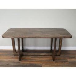 Rustic Solid Dark Sustainable Rubber Wood 6-8 Seater Rectangular Dining Table 180cm