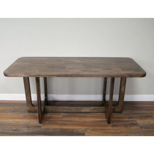 Rustic Solid Dark Sustainable Rubber Wood 6-8 Seater Rectangular Dining Table 180cm