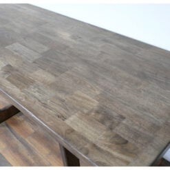 Rustic Solid Dark Sustainable Rubber Wood 6-8 Seater Rectangular Dining Table 180cm