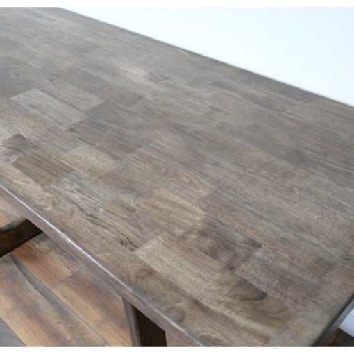 Rustic Solid Dark Sustainable Rubber Wood 6-8 Seater Rectangular Dining Table 180cm