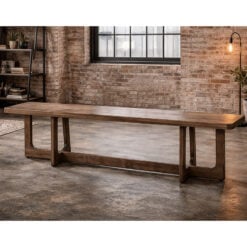 Rustic Solid Dark Sustainable Rubber Wood Long Hallway Backless Dining Bench 160cm