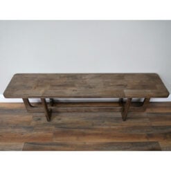 Rustic Solid Dark Sustainable Rubber Wood Long Hallway Backless Dining Bench 160cm