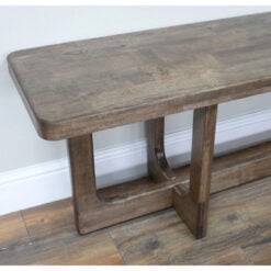 Rustic Solid Dark Sustainable Rubber Wood Long Hallway Backless Dining Bench 160cm