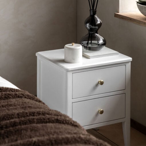 2 Drawer White Wood Bedside Cabinet Side Table With Gold Metal Handles 2 Drawer White Wood Bedside Cabinet Side Table With Gold Metal Handles