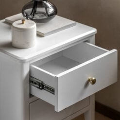 2 Drawer White Wood Bedside Cabinet Side Table With Gold Metal Handles