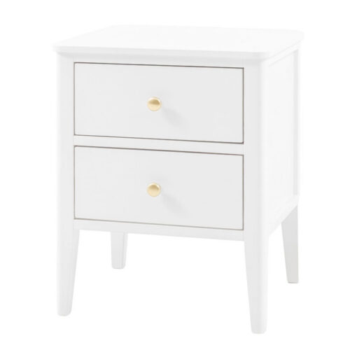 2 Drawer White Wood Bedside Cabinet Side Table With Gold Metal Handles 2 Drawer White Wood Bedside Cabinet Side Table With Gold Metal Handles