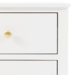 2 Drawer White Wood Bedside Cabinet Side Table With Gold Metal Handles