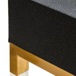 Black Shagreen PU Faux Leather Gold Metal And Transparent Plastic 2 Drawer Console Table Dressing Table Desk