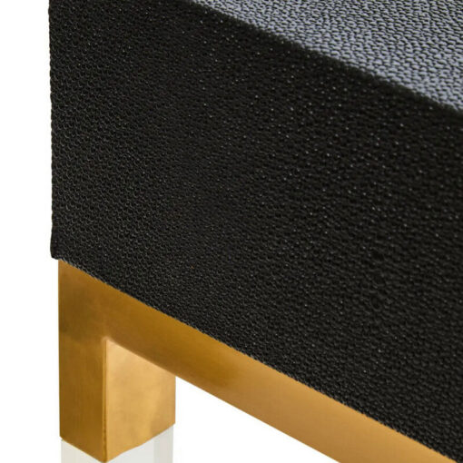 Black Shagreen PU Faux Leather Gold Metal And Transparent Plastic 2 Drawer Console Table Dressing Table Desk Black Shagreen PU Faux Leather Gold Metal And Transparent Plastic 2 Drawer Console Table Dressing Table Desk