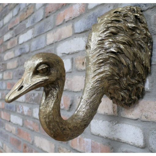 Boho Gold Resin Ostrich Head Novelty Wall Decor 37cm Boho Gold Resin Ostrich Head Novelty Wall Decor 37cm