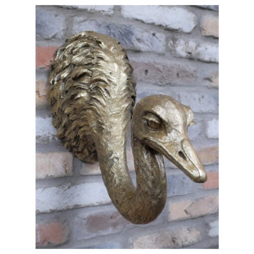 Boho Gold Resin Ostrich Head Novelty Wall Decor 37cm Boho Gold Resin Ostrich Head Novelty Wall Decor 37cm