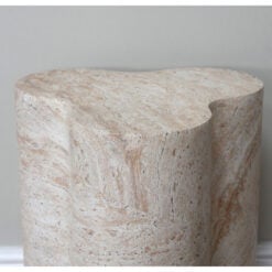 Boho Natural Colour Magnesium Oxide Stone Clover Shaped Side Table 46cm
