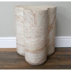 Boho Natural Colour Magnesium Oxide Stone Clover Shaped Side Table 46cm