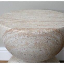 Boho Natural Colour Magnesium Oxide Stone Hourglass Round Side Table End Table 46cm