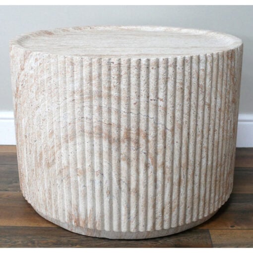 Boho Natural Colour Magnesium Oxide Stone Ribbed Round Coffee Table 60cm Boho Natural Colour Magnesium Oxide Stone Ribbed Round Coffee Table 60cm