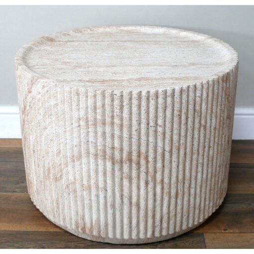 Boho Natural Colour Magnesium Oxide Stone Ribbed Round Coffee Table 60cm Boho Natural Colour Magnesium Oxide Stone Ribbed Round Coffee Table 60cm