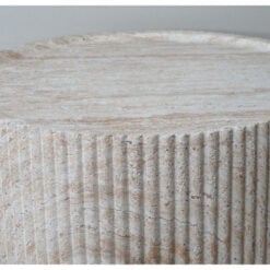 Boho Natural Colour Magnesium Oxide Stone Ribbed Round Coffee Table 60cm