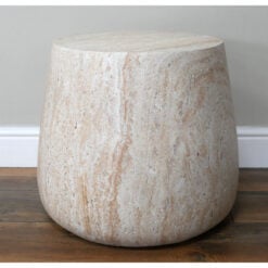 Boho Natural Colour Magnesium Oxide Stone Solid Chunky Round Side Table 46cm
