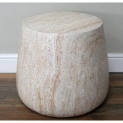 Boho Natural Colour Magnesium Oxide Stone Solid Chunky Round Side Table 46cm