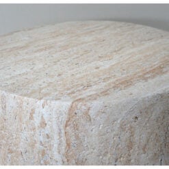 Boho Natural Colour Magnesium Oxide Stone Solid Chunky Round Side Table 46cm