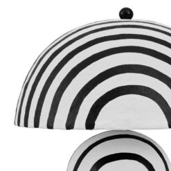 Boho Paper Mache Abstract Black And White Small Feature Floor Lamp 105cm