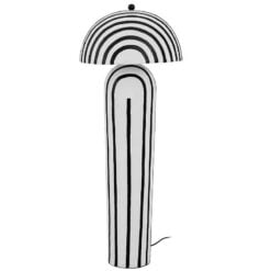 Boho Paper Mache Abstract Black And White Small Feature Floor Lamp 105cm