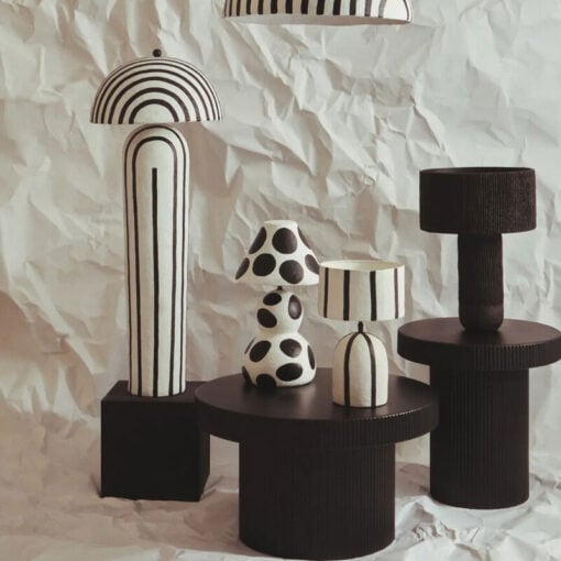 Boho Paper Mache Abstract Black And White Small Feature Floor Lamp 105cm Boho Paper Mache Abstract Black And White Small Feature Floor Lamp 105cm