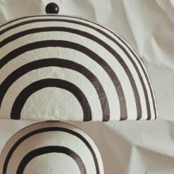 Boho Paper Mache Abstract Black And White Small Feature Floor Lamp 105cm