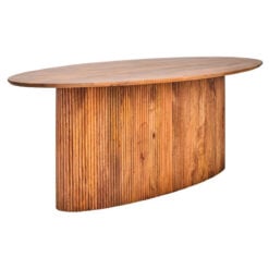 Boho Rustic Large Oval Solid Mango Wood 8 Seater Dining Table With Ribbed Base 220cm