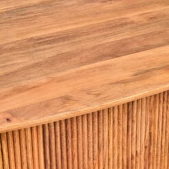 Boho Rustic Large Oval Solid Mango Wood 8 Seater Dining Table With Ribbed Base 220cm