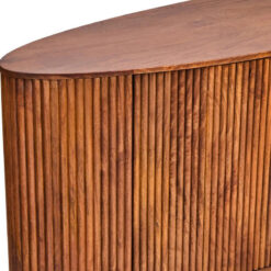 Boho Rustic Large Oval Solid Ribbed Carved Mango Wood 3 Drawer 2 Door Sideboard 188cm