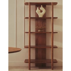 Boho Rustic Solid Mango Wood Large 5 Tier Open Display Shelving Unit Bookcase 180cm